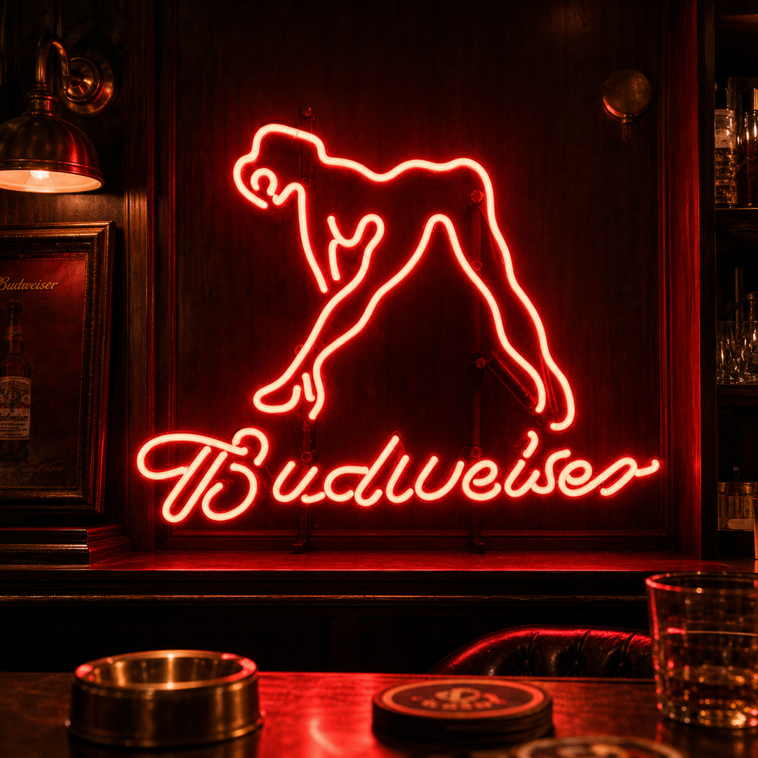 "Bud Nøgen Pige" Neonskilt