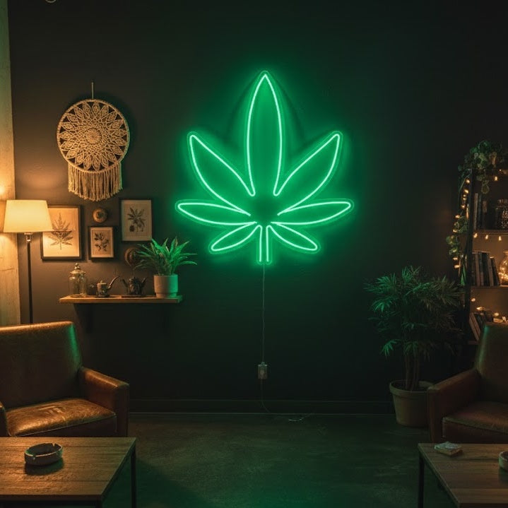 "Weed Åben Bar" Neonskilt