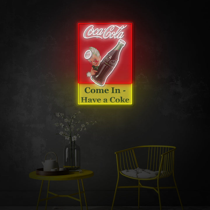 "Come In Have A Coke, drikkebutikslogo" UV-printet LED-neonskilt