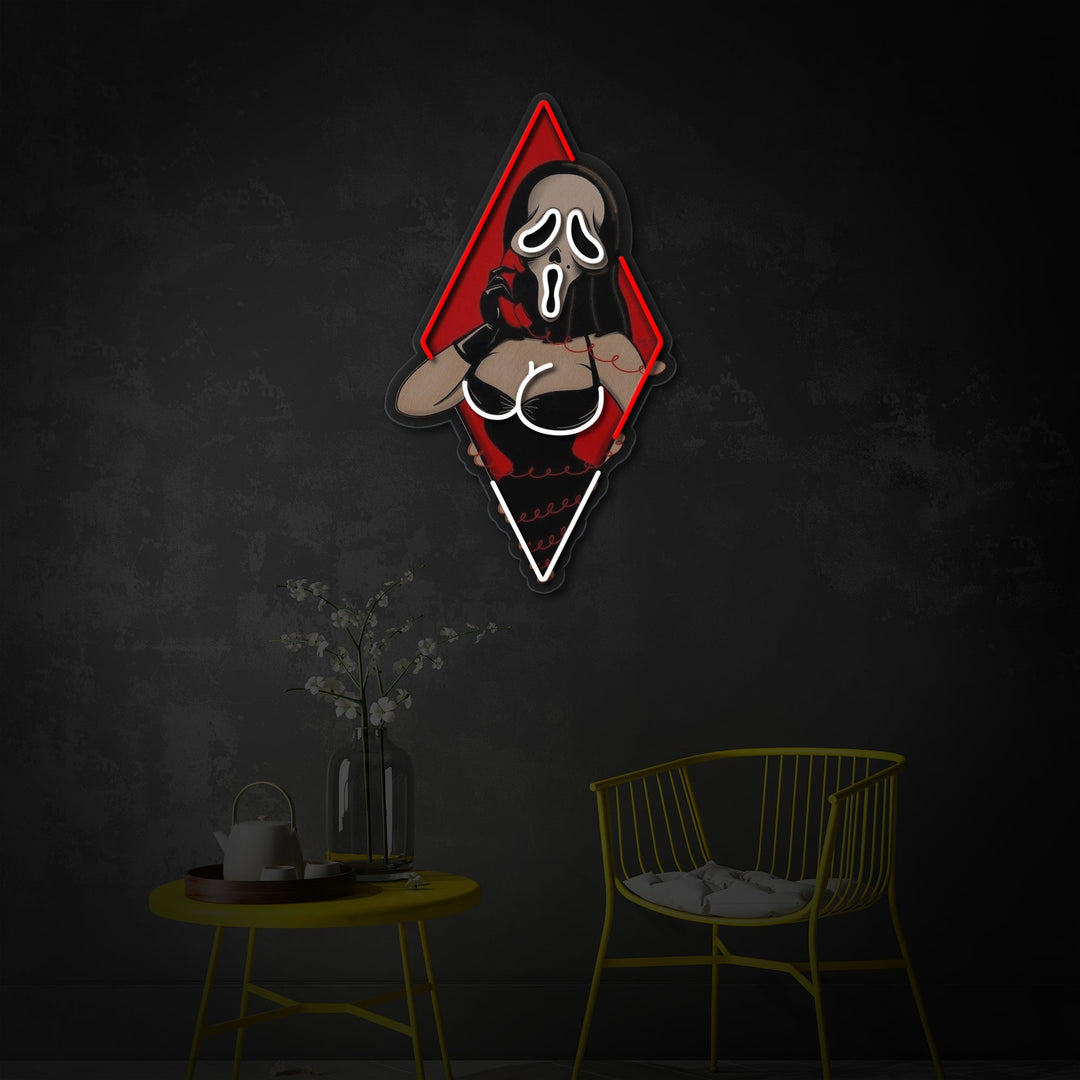 "Spøgelsesansigt dame, sexet kvinde" UV-printet LED-neonskilt