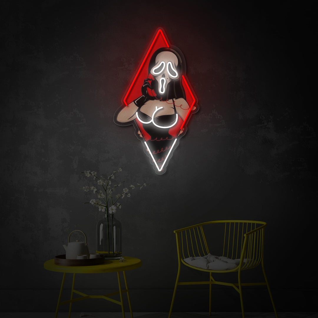 "Spøgelsesansigt dame, sexet kvinde" UV-printet LED-neonskilt