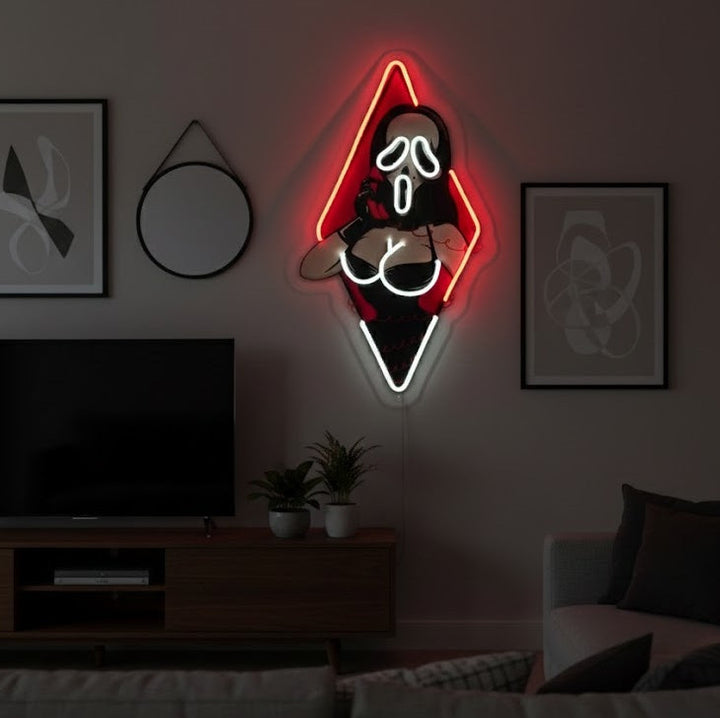 "Spøgelsesansigt dame, sexet kvinde" UV-printet LED-neonskilt