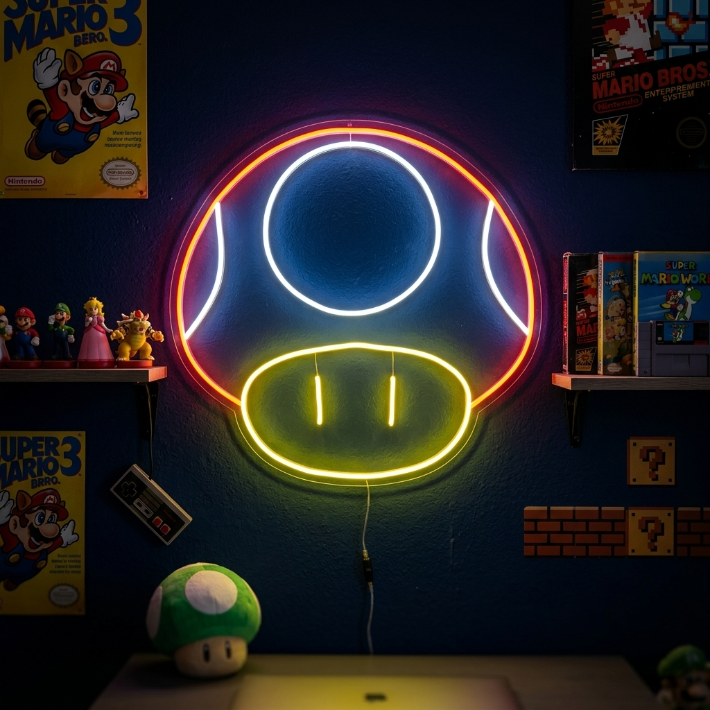 "Mushroom, Game Room Decor" Neonskilt