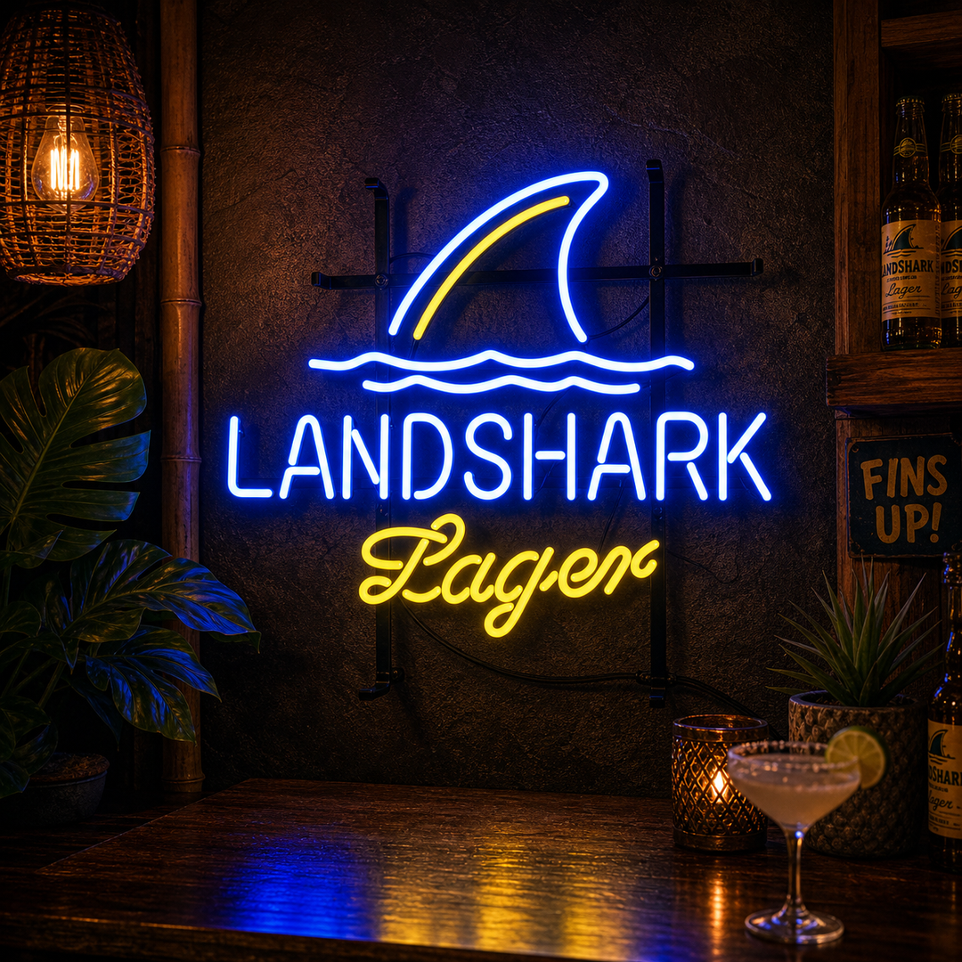 "Shark Lager Beer Bar" Neonskilt
