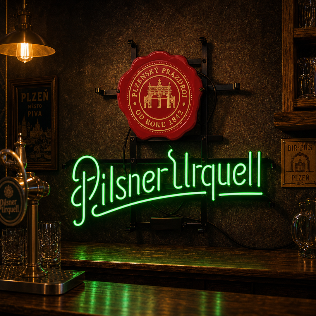 "Lysegrøn Pilsner Urquell Budweiser Clydesdale Coaster" Neonskilt