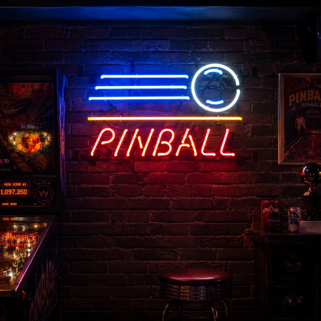 "Pinball, Butik Åben" Neonskilt