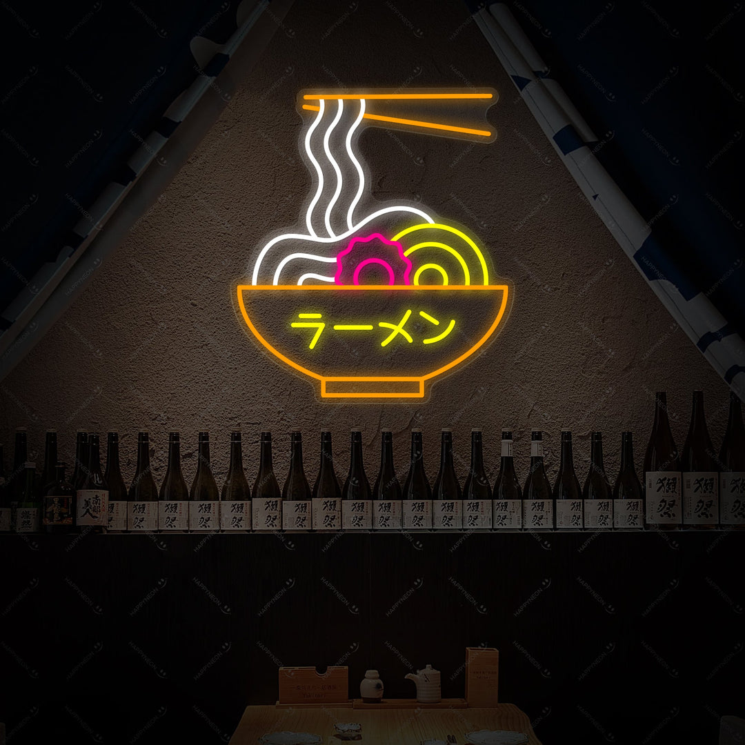 Ramen japansk nudel Neonskilt, Indretning af japansk restaurant