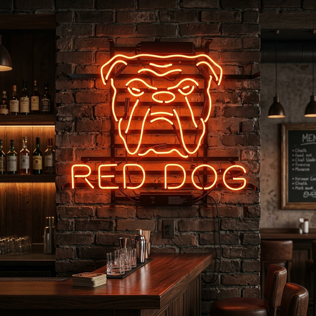 "Red Dog Beer" Neonskilt