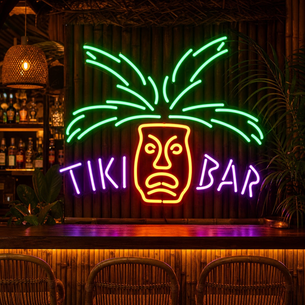 "TIKI-Bar Paradise Palm Beer" Neonskilt