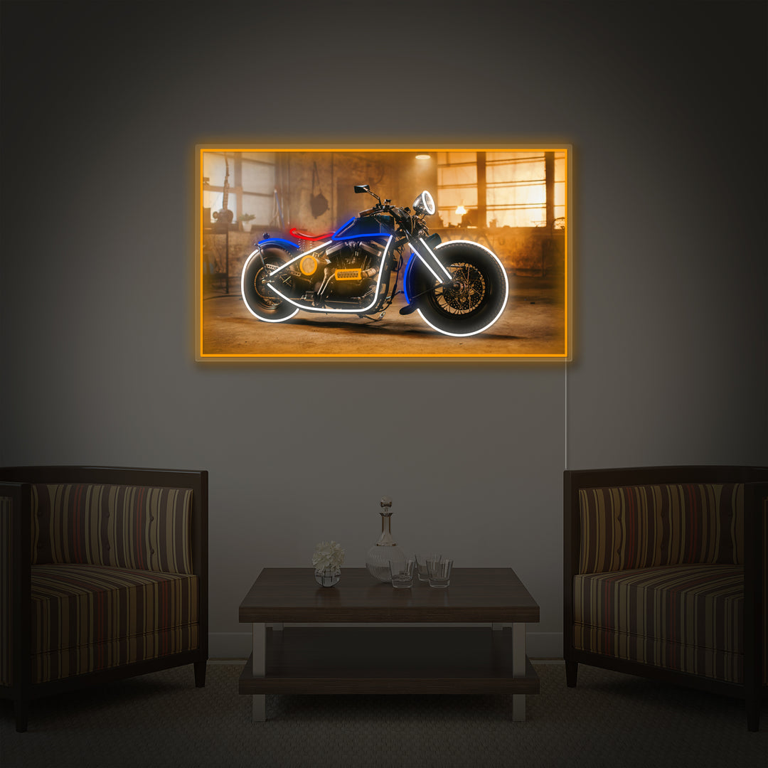 "Vintage Bobber motorcykel" Neonskilt
