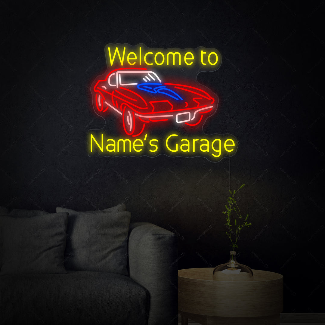 "Welcome to Genes Garage" Neonskilt