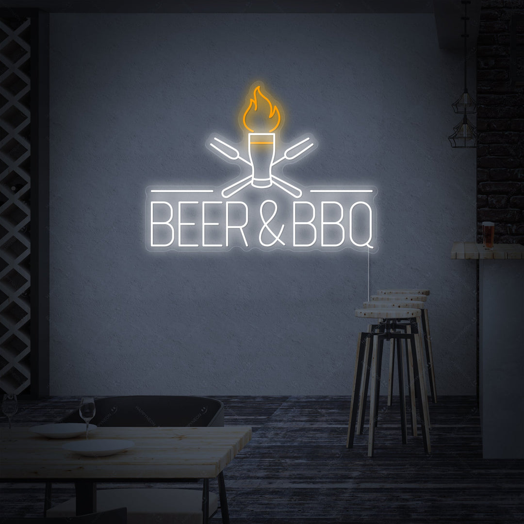 "Beer And BBQ" Neonskilt