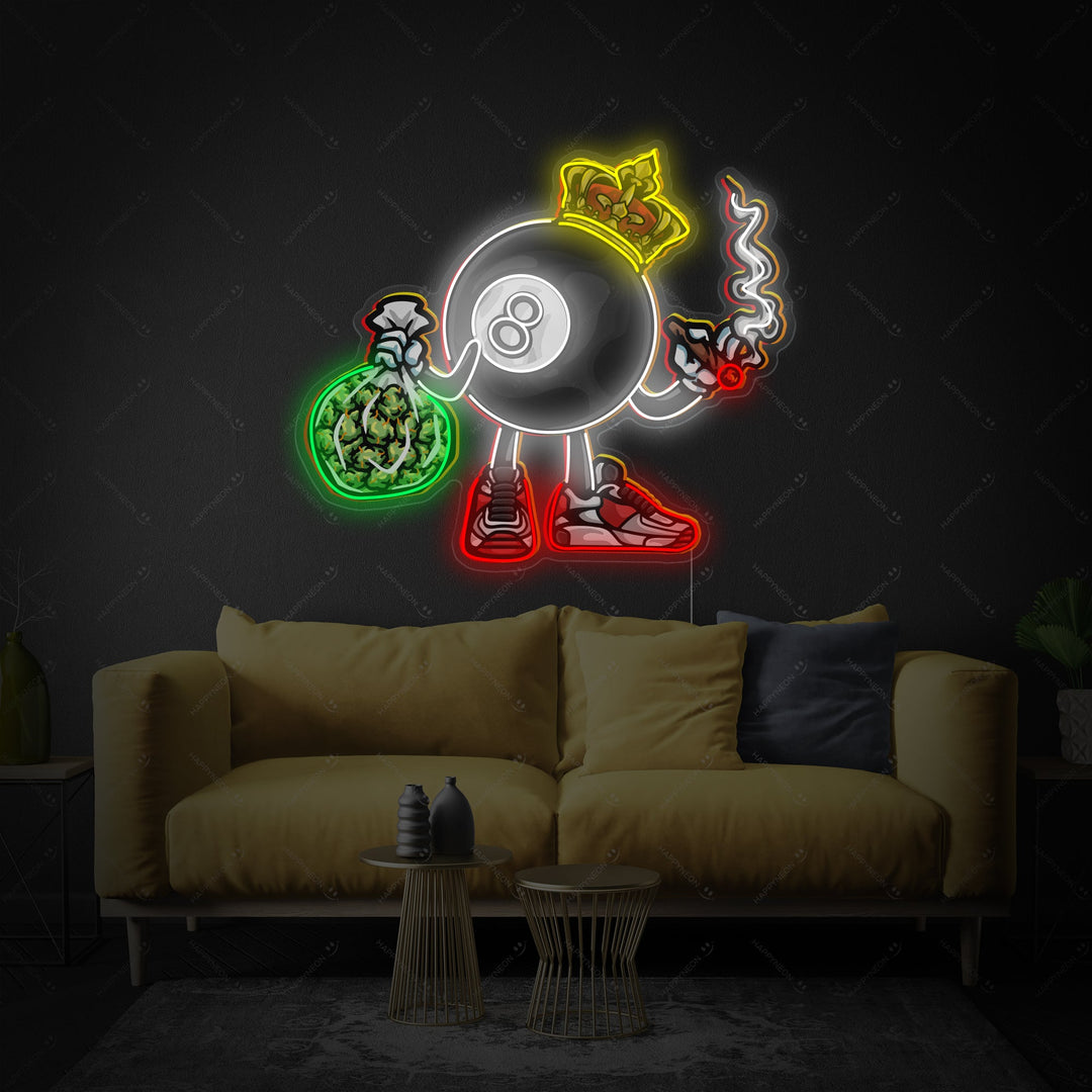 "Billardkugle, der ryger" Neonskilt