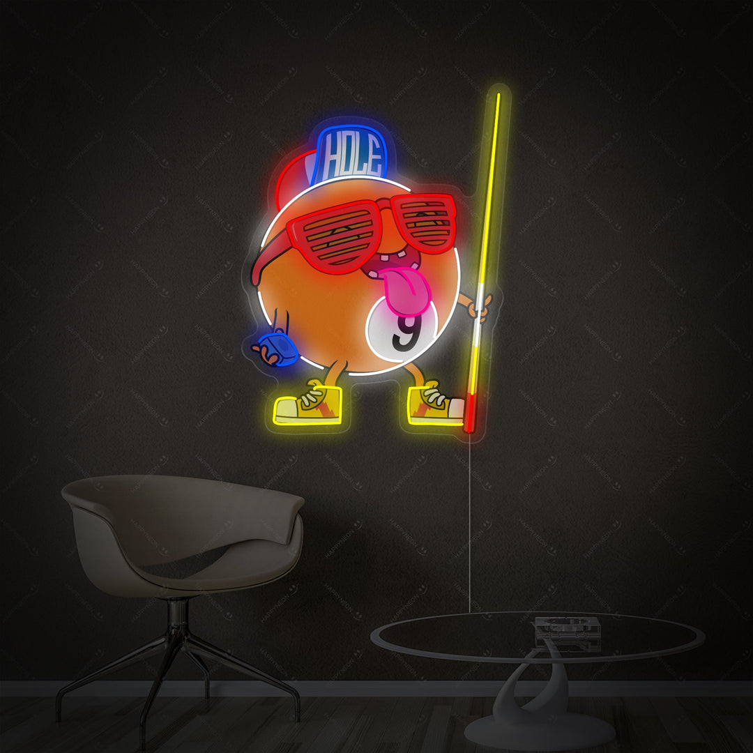 "Billiard Nine Ball" Neonskilt