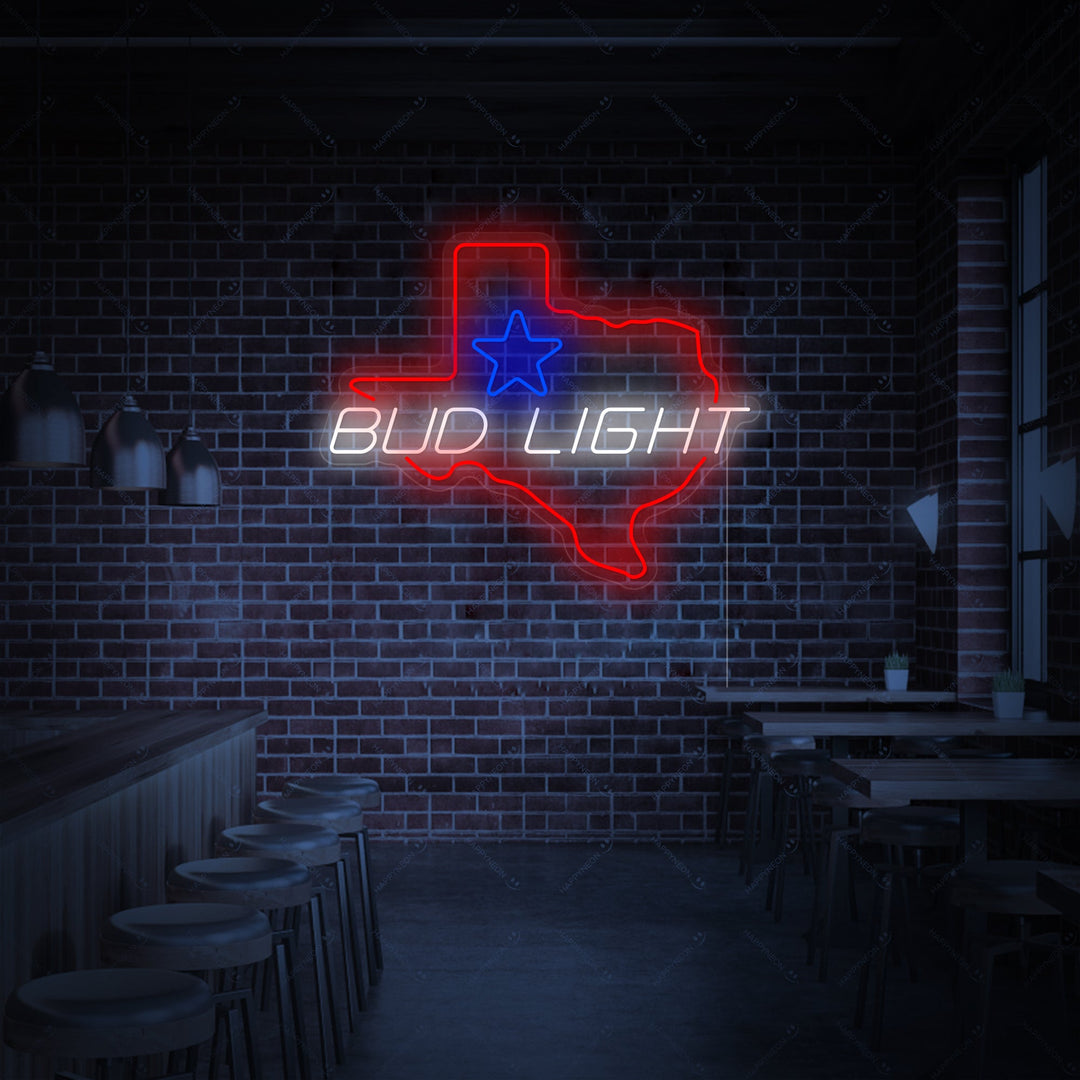 "Bud Light Texas Star" Neonskilt