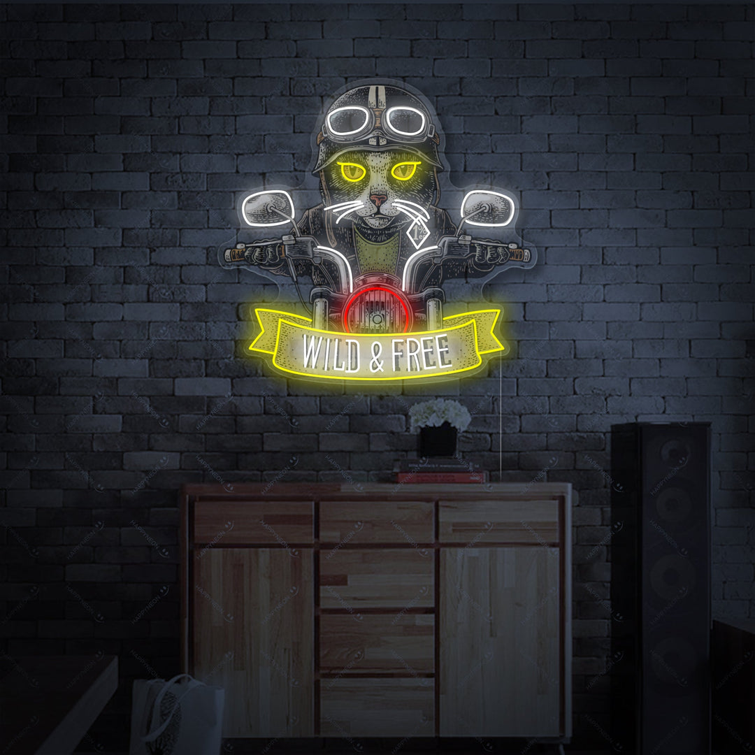 "Kat og motorcykel" Neonskilt