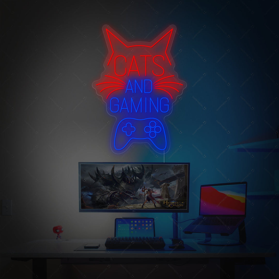 "Cats And Gaming" Neonskilt