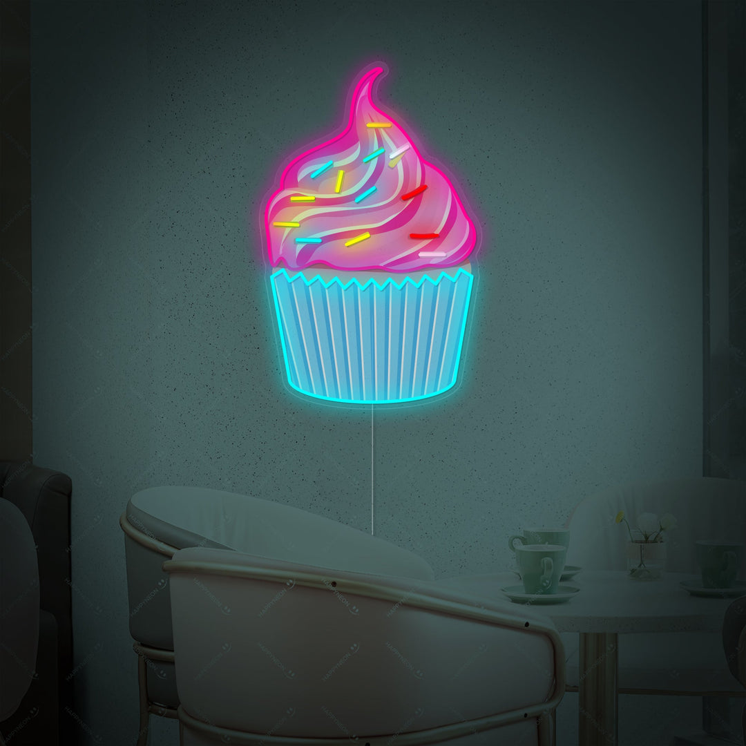 "Cupcake med farverigt krymmel" Neonskilt