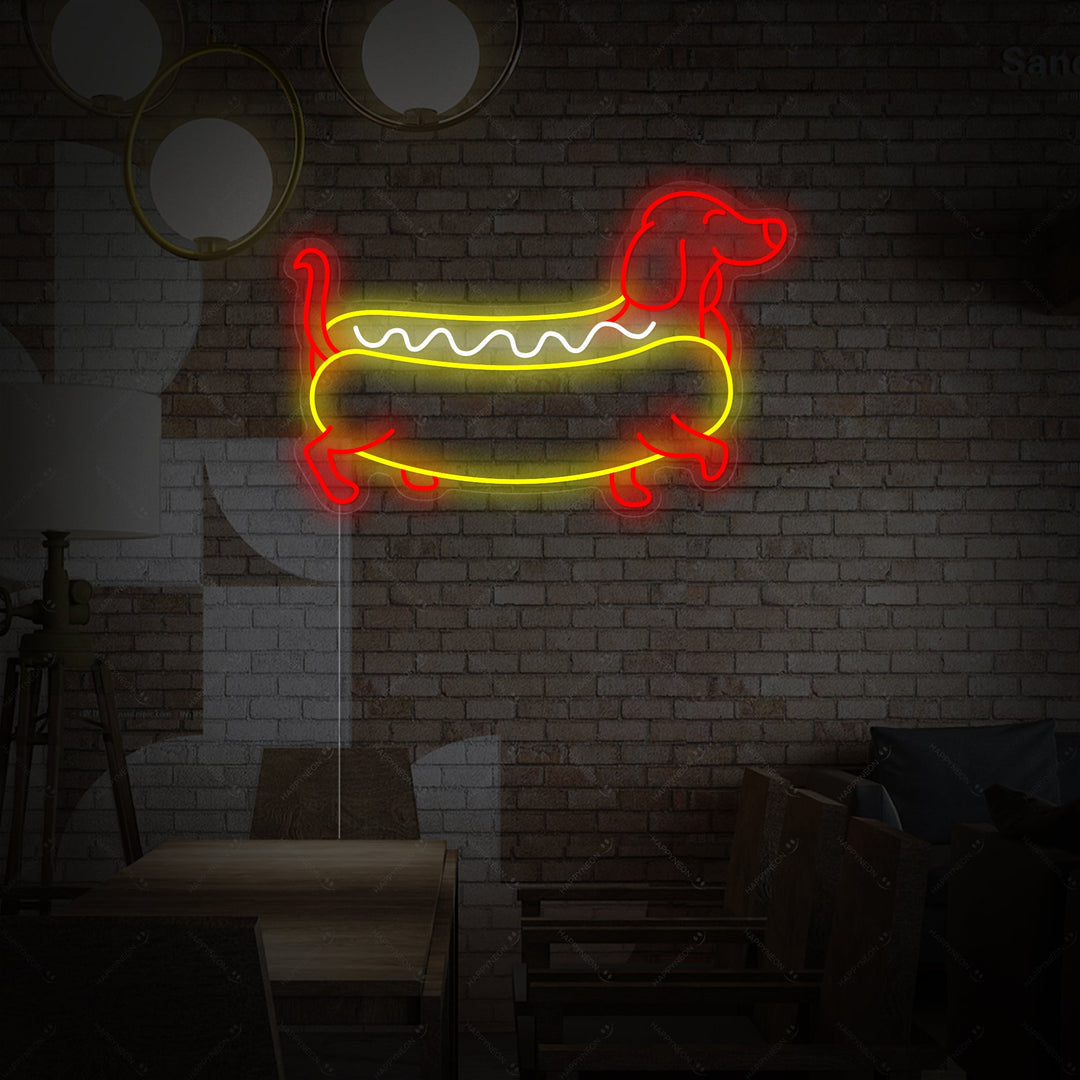 "Dachshund Hotdog" Neonskilt