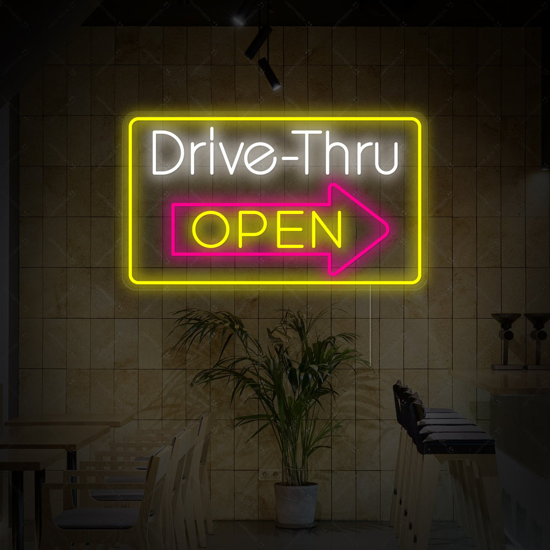 "Drive Thru Open" Neonskilt