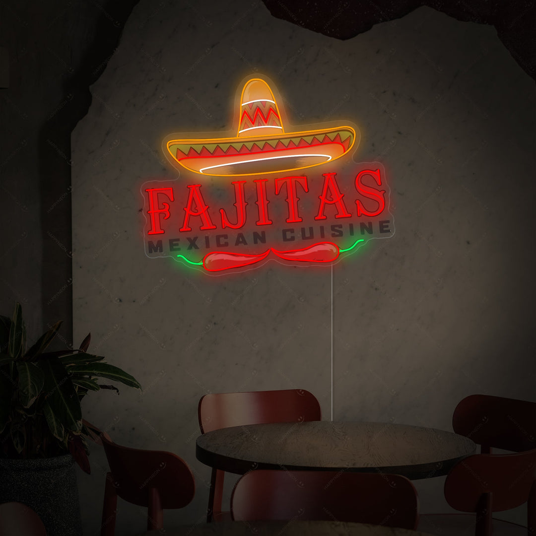 "Fajitas Mexican Cuisine" Neonskilt