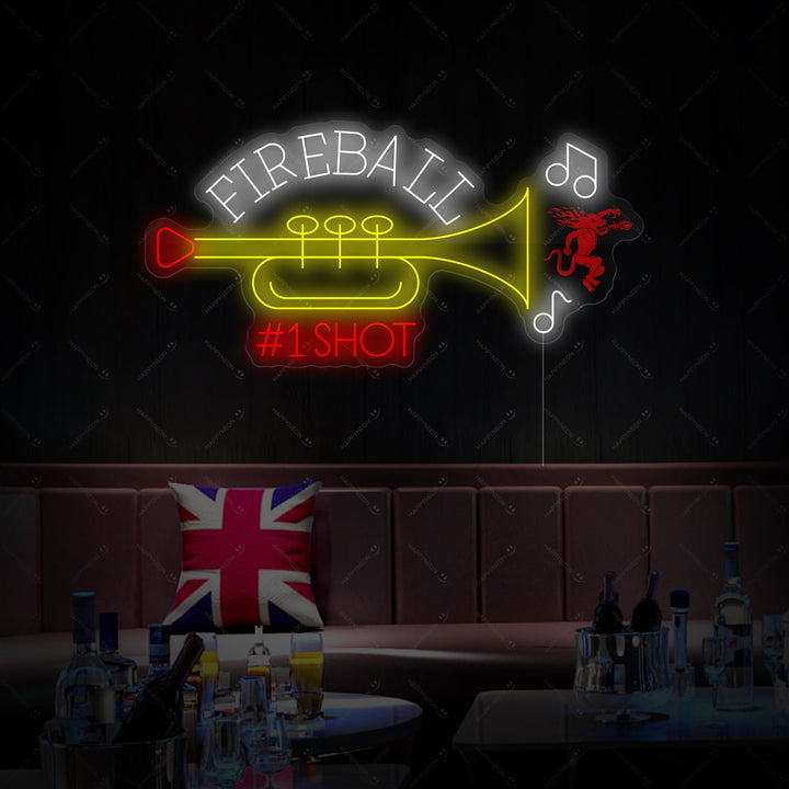 "Fireball #1 Shot Trompet" Neonskilt