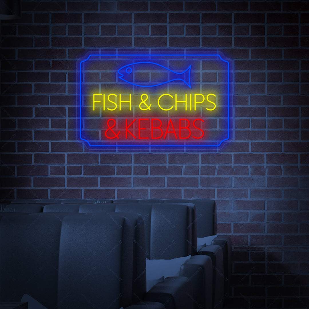 "Fish Chips Kebabs" Neonskilt