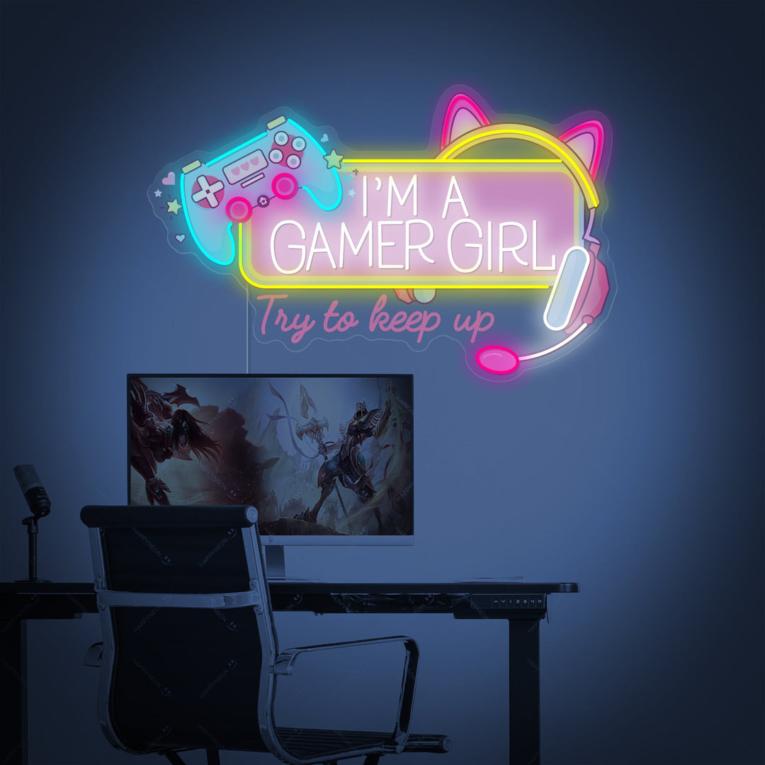 "Girl Gamer Logo" Neonskilt