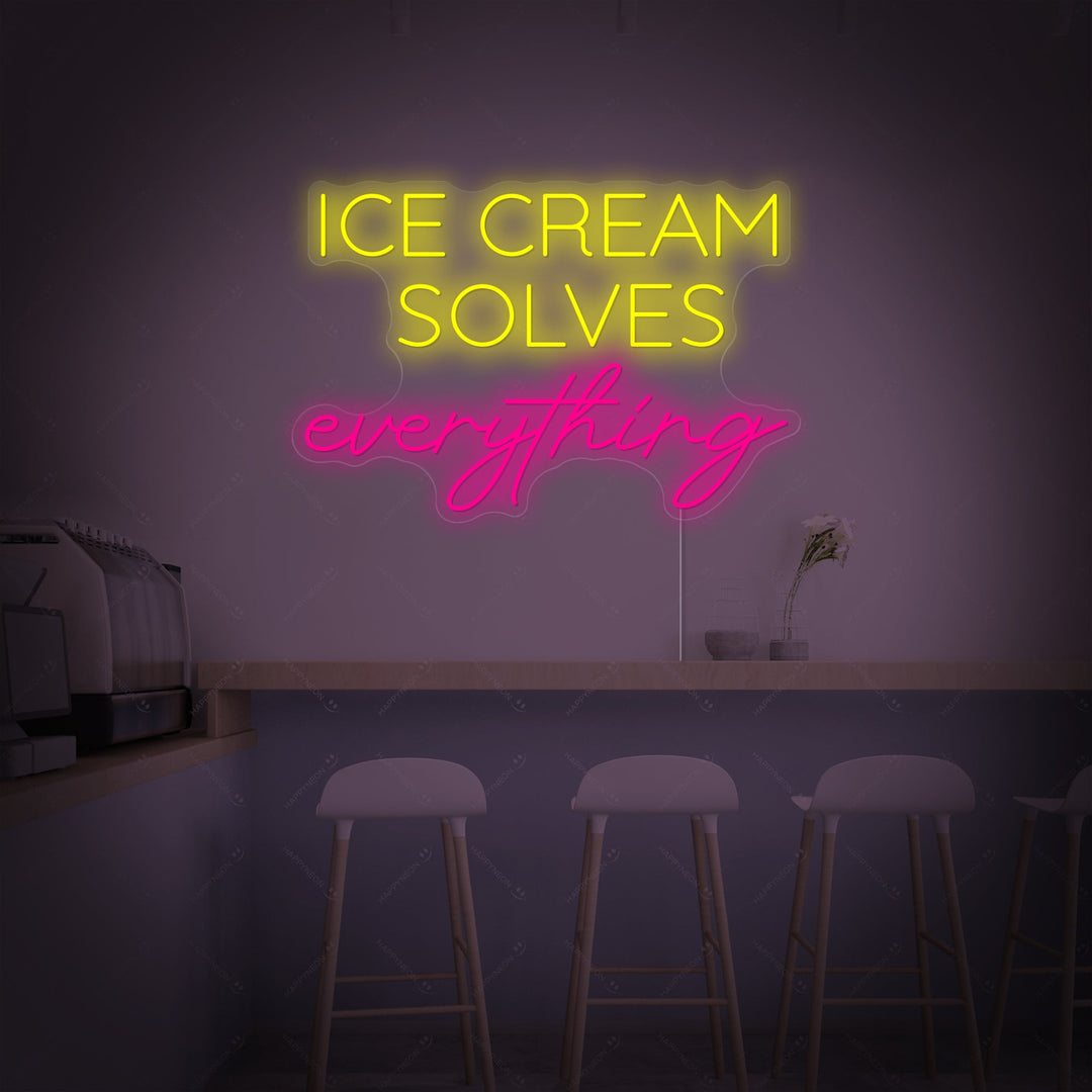 "Ice Cream Solves Everything" Neonskilt