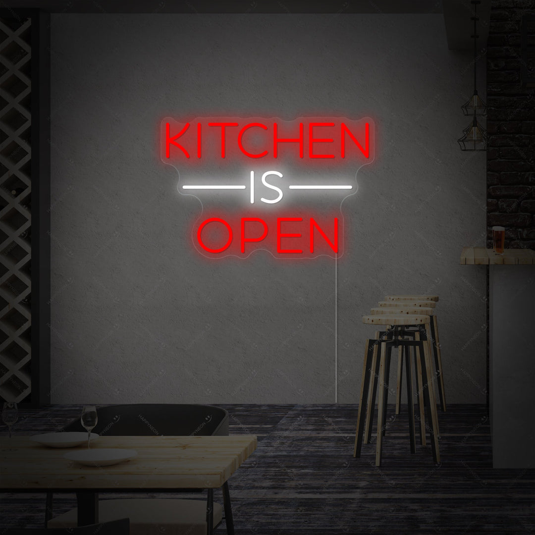 "Kitchen Is Open" Neonskilt