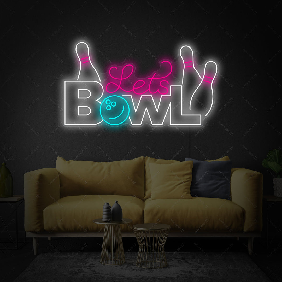 "Lets Bowl" Neonskilt