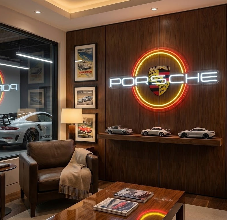 "Porsche-logo med cirkel" Neonskilt