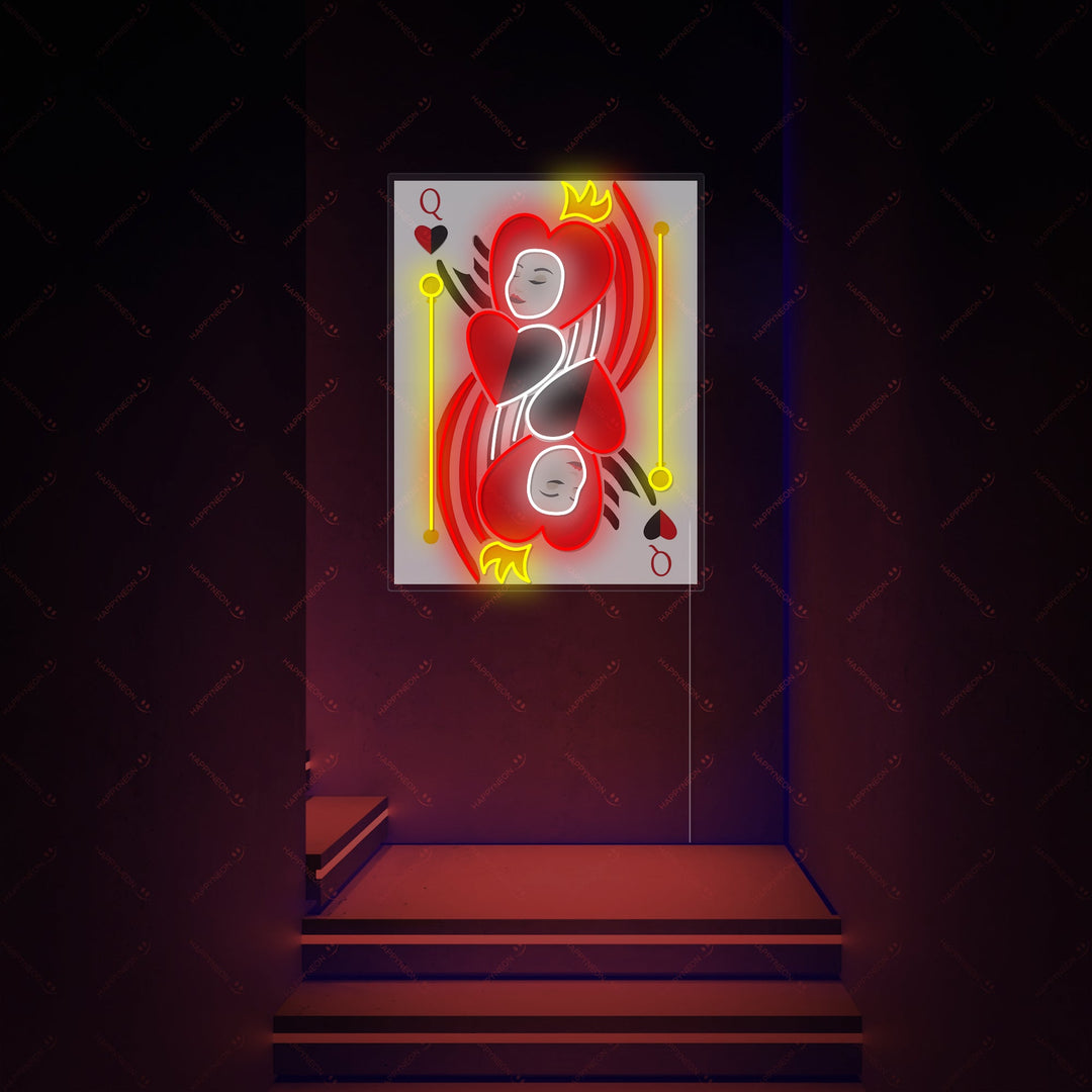 "Hjerter dame kort" Neonskilt