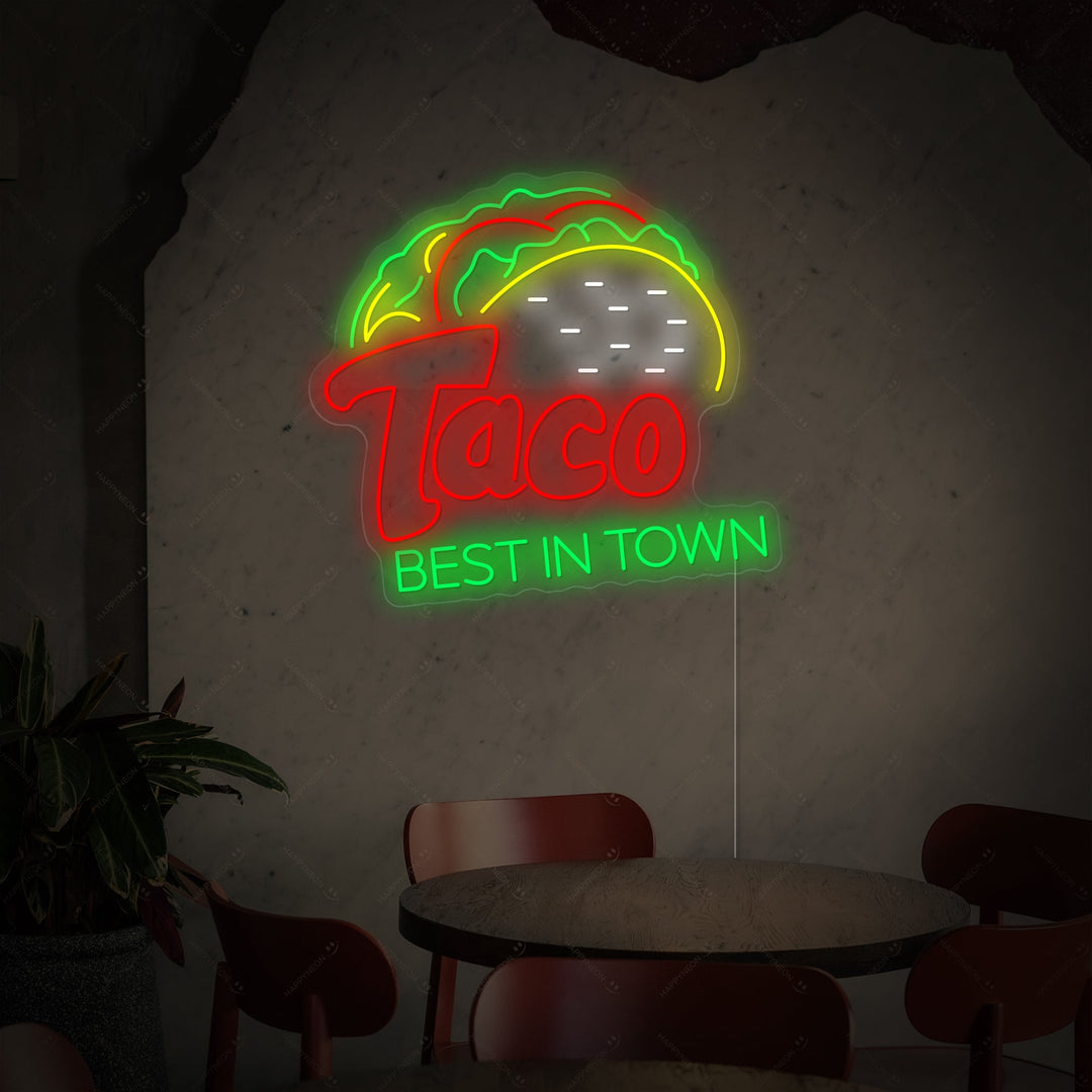 "Taco Best In Town" Neonskilt