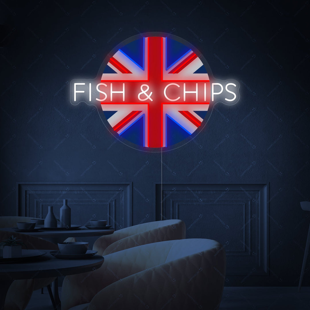 "Uk Fish & Chips" Neonskilt