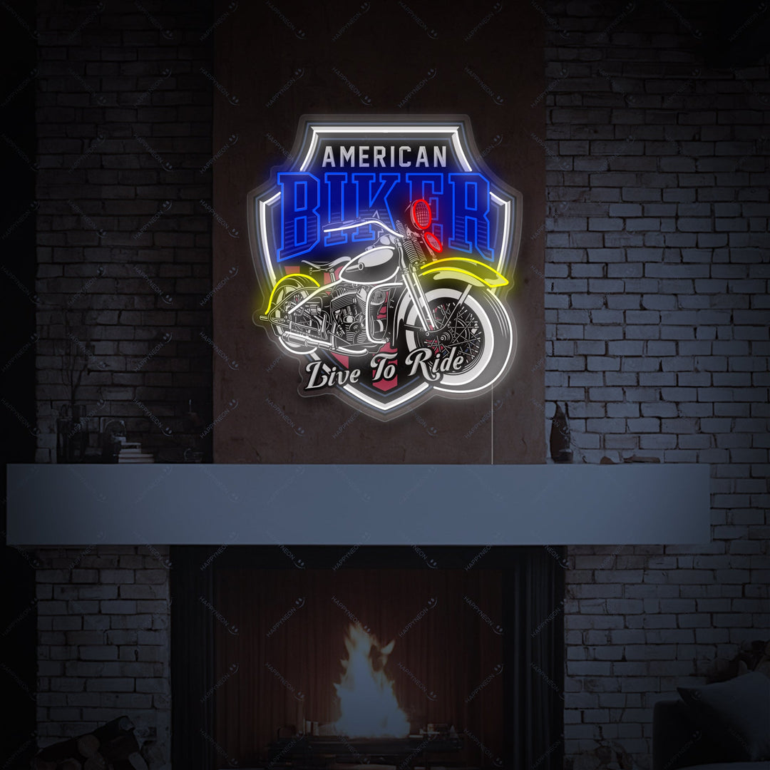 "Vintage motorcykel emblem" Neonskilt