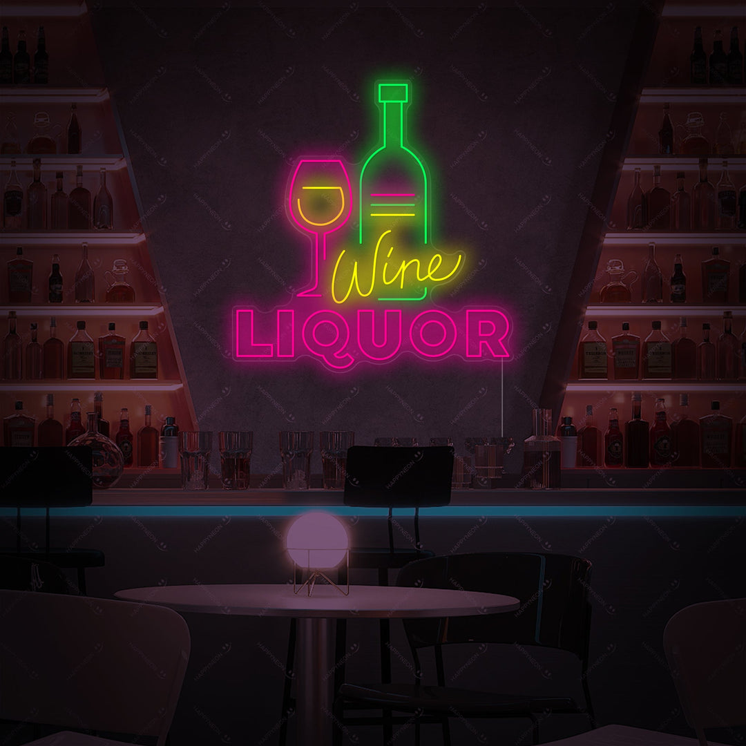 "Wine Liquor" Neonskilt