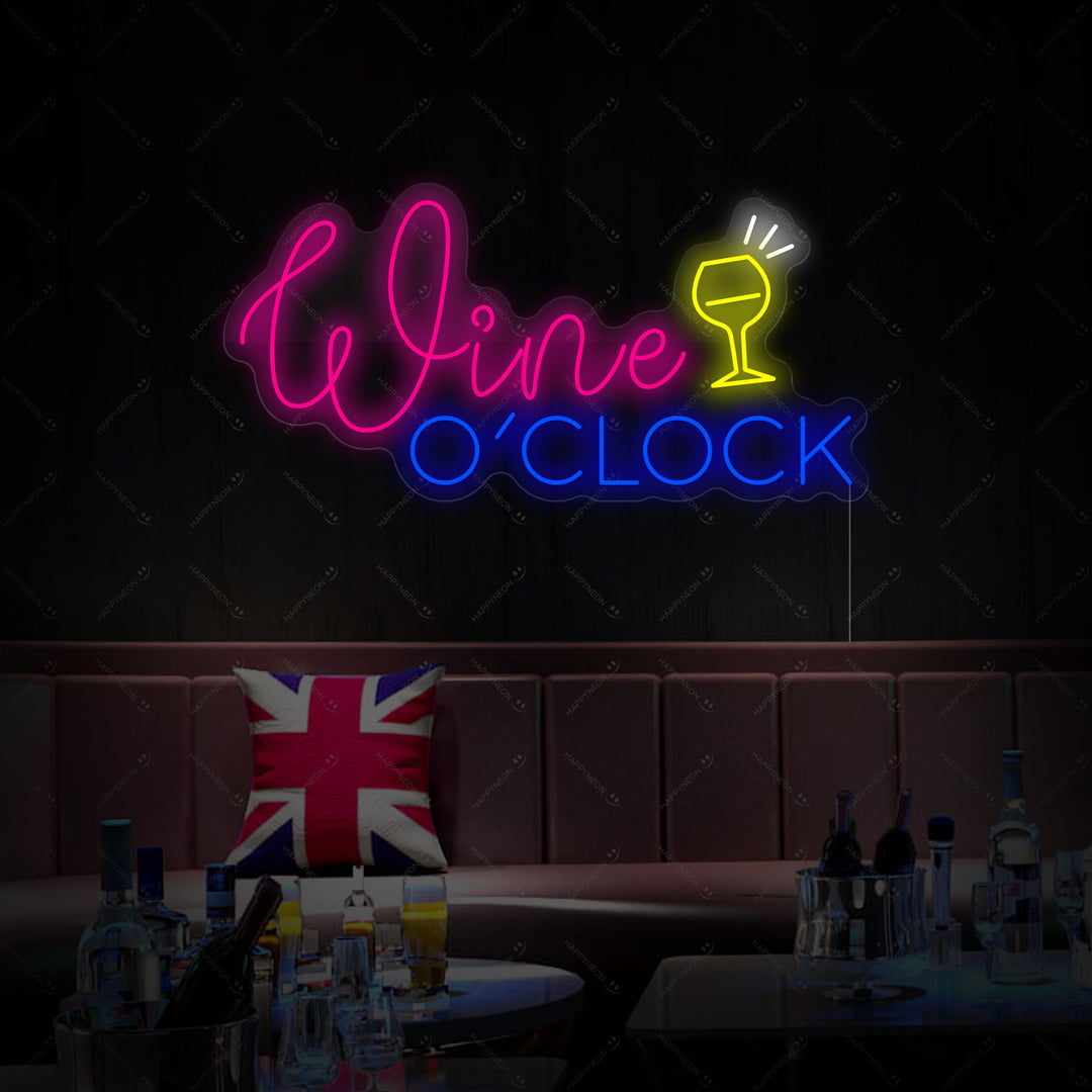 "Wine O'clock" Neonskilt