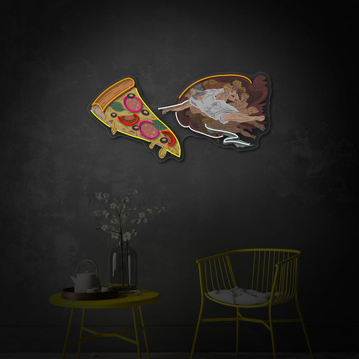 "Adam God Made Pizza, Fastfood-reklame, Restaurant-logo" UV-printet LED-neonskilt