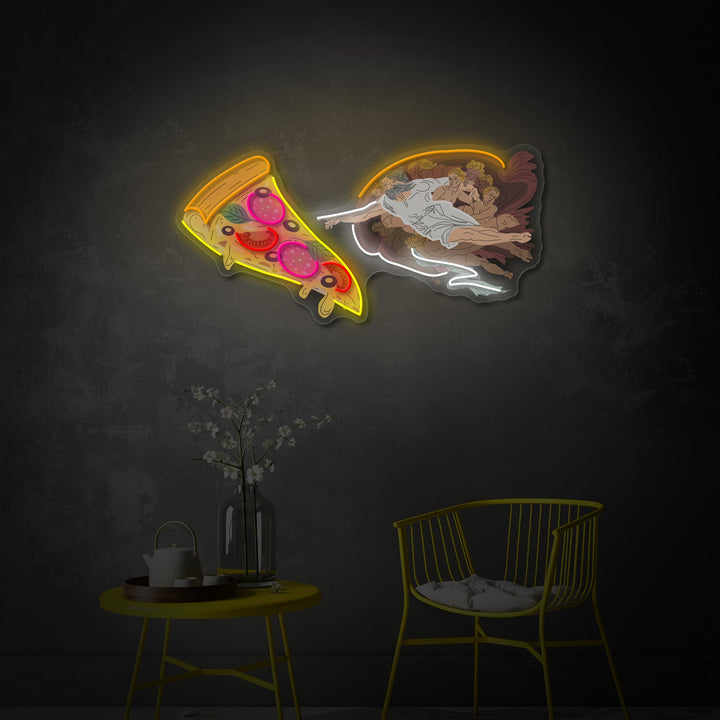 "Adam God Made Pizza, Fastfood-reklame, Restaurant-logo" UV-printet LED-neonskilt