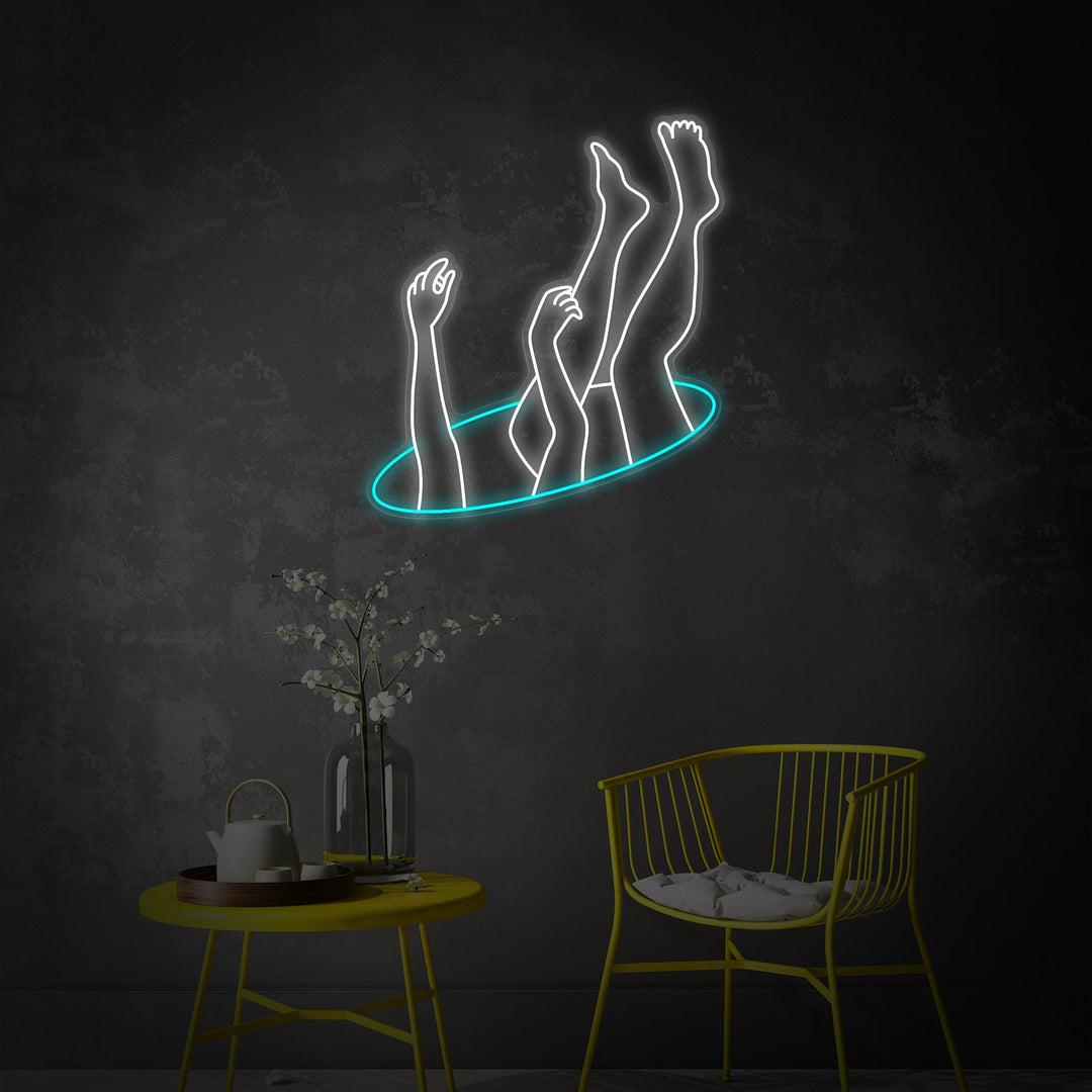 "Angsten falder" Neonskilt