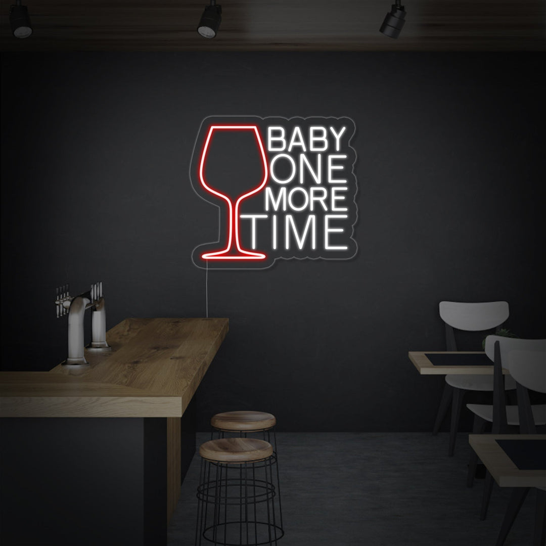 "Baby One More Time, Vinglas, Bar" Neonskilt