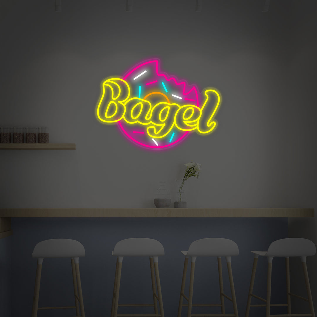 "Bagel Til Bageri Kagebutik" Neonskilt