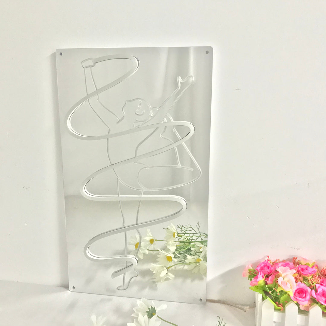 "Balletdanser, Drømmende Fargeendring" Neonskilt med spejlbagside