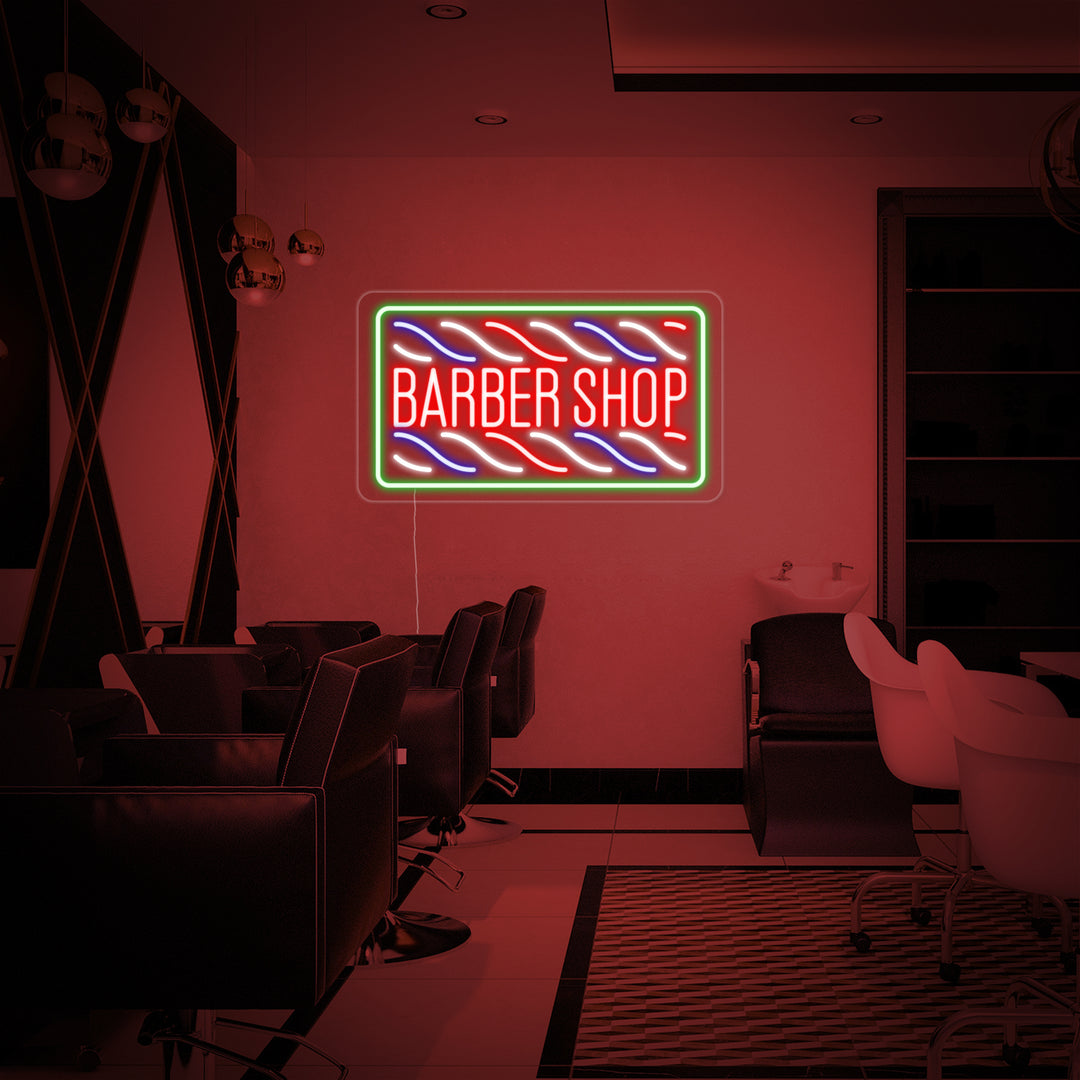 "Hårklip, Barber Shop" Neonskilt