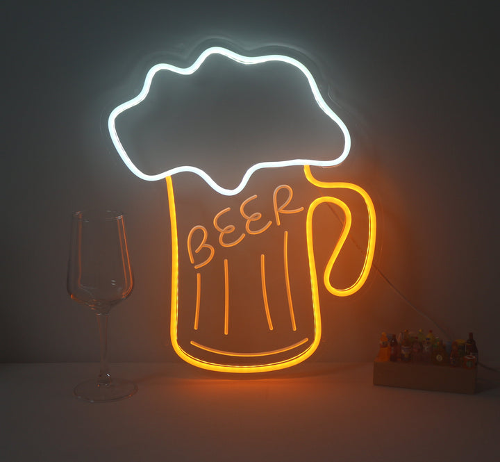 "Beer, Ølkrus" Mini Neonskilt