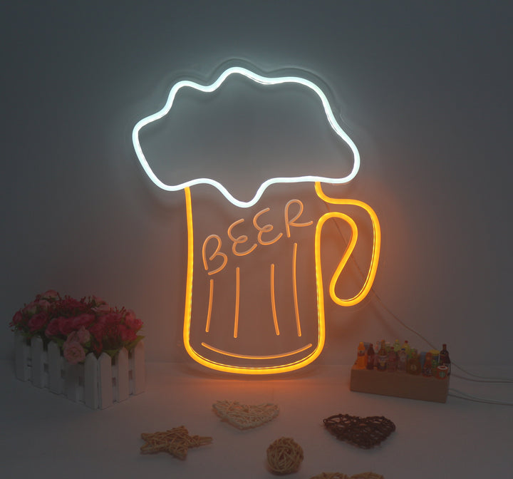 "Beer, Ølkrus" Mini Neonskilt