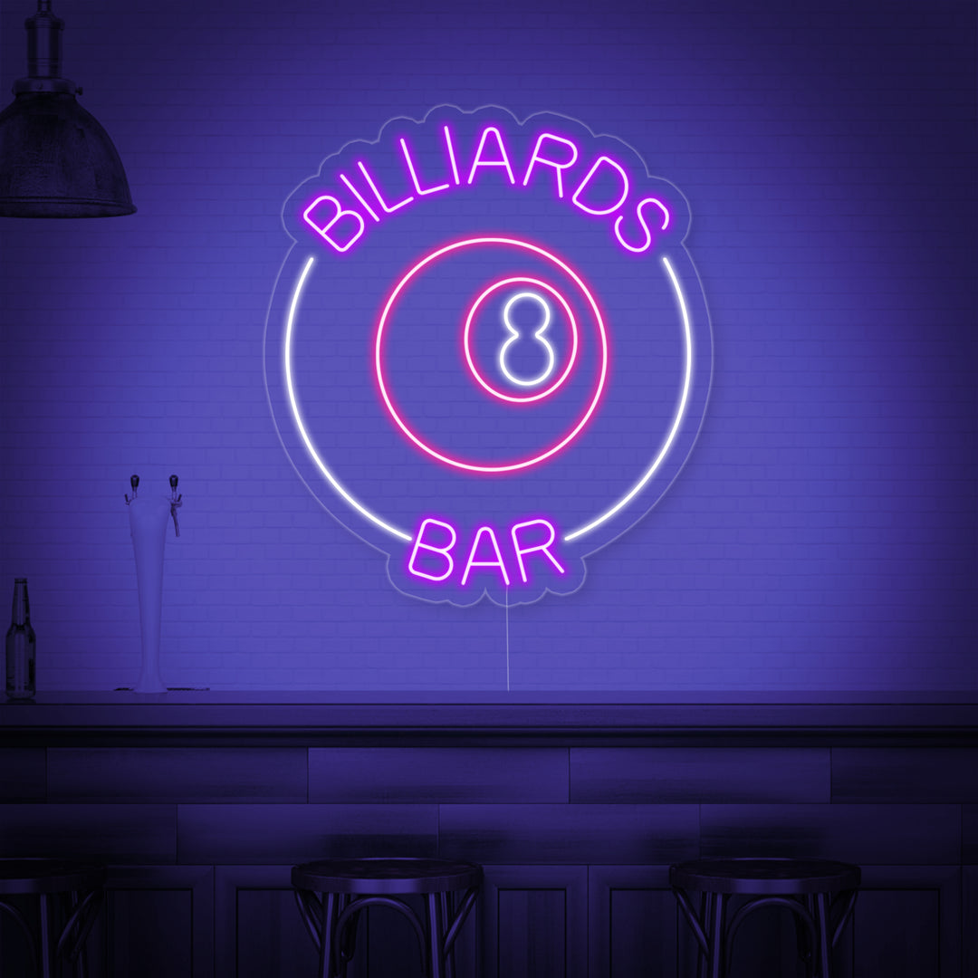 "Billiards 8 Bar, Billardbar Logo" Neonskilt