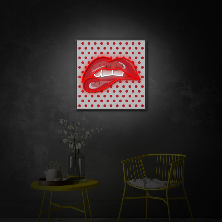 "Bider hendes røde læber" UV-printet LED-neonskilt