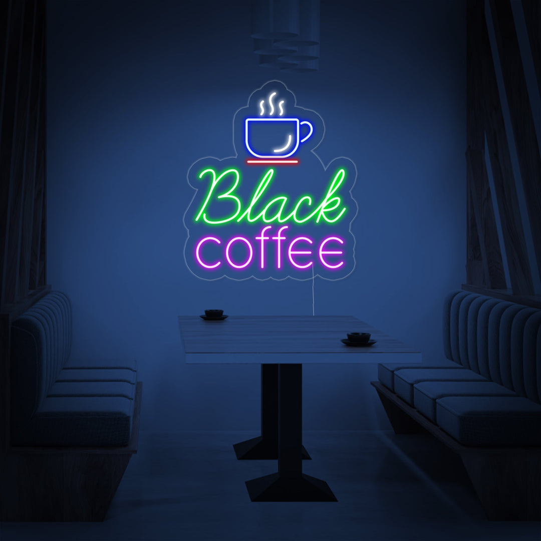 "Kaffekop, Black Coffee" Neonskilt